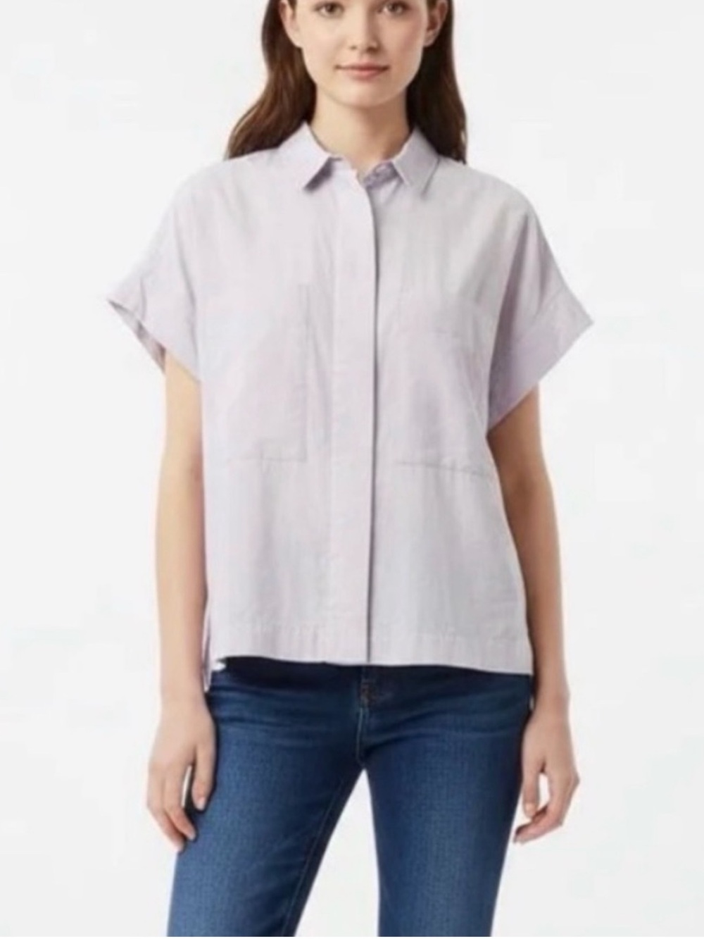 Everlane The Short Sleeve Box Shirt in Dusty Lavender